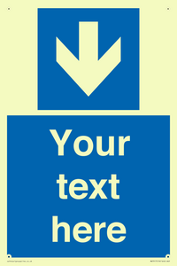 Custom Directional signage blue down arrow 